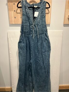 BiBi Denim-Look Blue Wide-Leg Jumpsuit